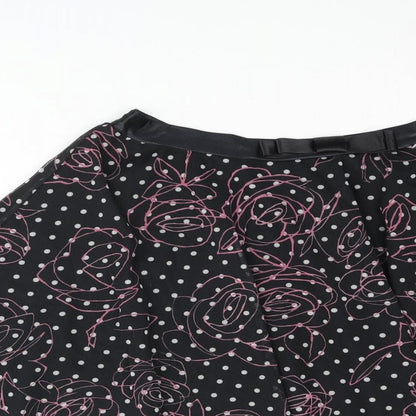 Divided by H&M Womens Black Polka Dot Polyester Flare Skirt Size 12 - Bow Floral Print