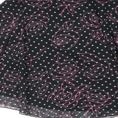 Divided by H&M Womens Black Polka Dot Polyester Flare Skirt Size 12 - Bow Floral Print