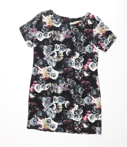 Cameo Rose Womens Multicoloured Floral Polyester Shift Size 12 Round Neck Zip