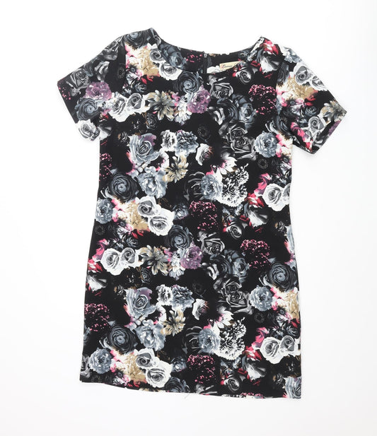 Cameo Rose Womens Multicoloured Floral Polyester Shift Size 12 Round Neck Zip