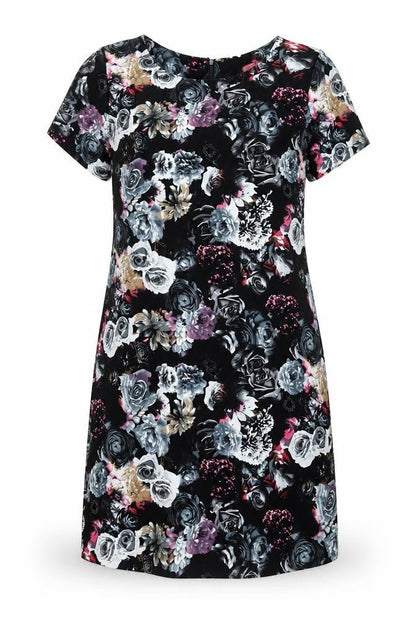 Cameo Rose Womens Multicoloured Floral Polyester Shift Size 12 Round Neck Zip