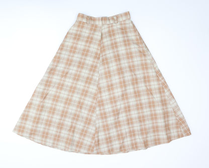 Berwick Womens Brown Check Polyester A-Line Skirt Size 24 in Zip