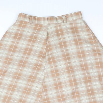 Berwick Womens Brown Check Polyester A-Line Skirt Size 24 in Zip
