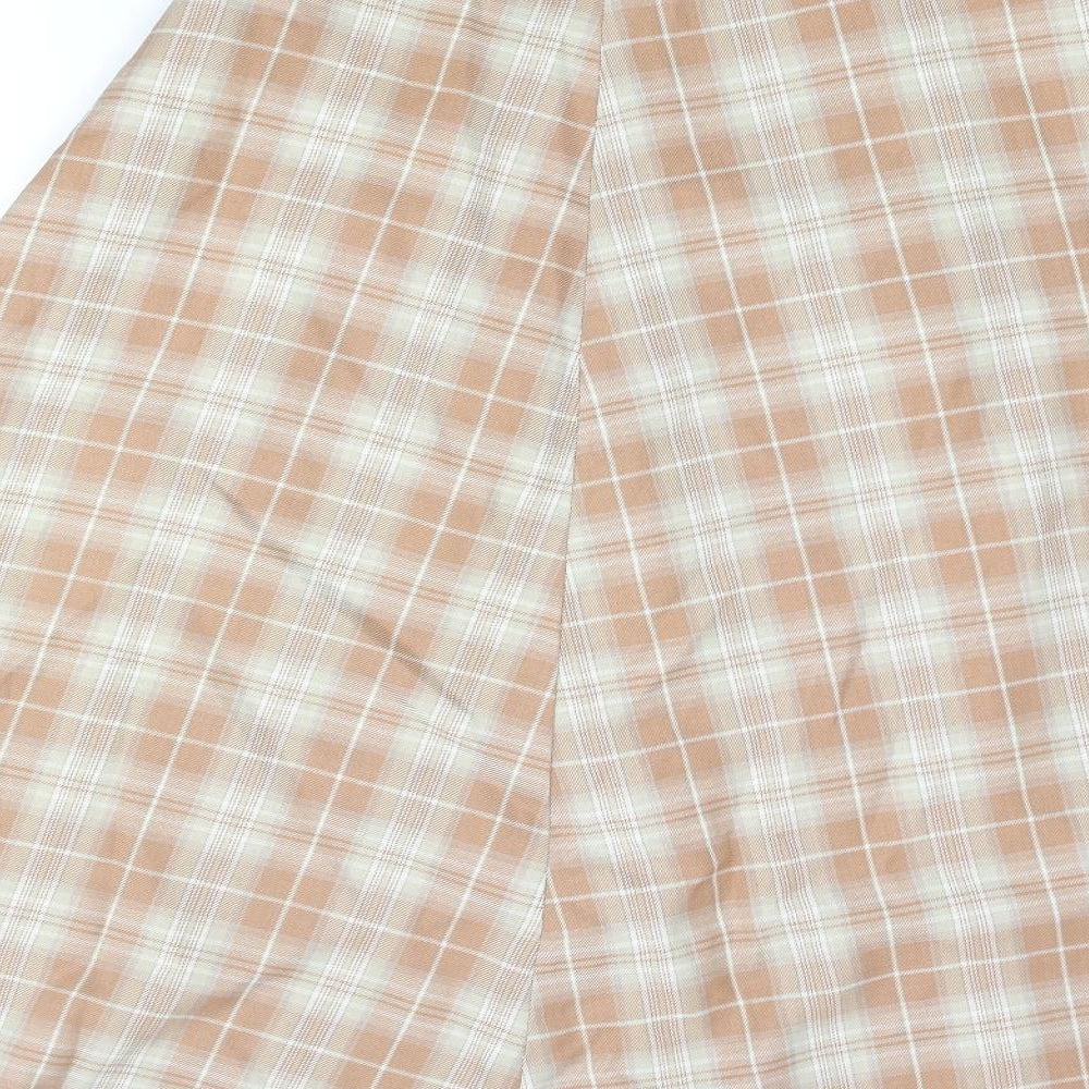 Berwick Womens Brown Check Polyester A-Line Skirt Size 24 in Zip