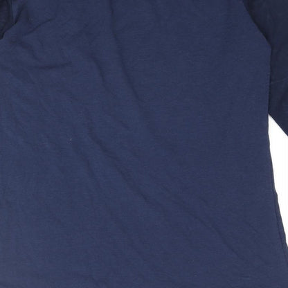 In Town Womens Blue Cotton Basic T-Shirt Size L Round Neck - Mesh Sleeves