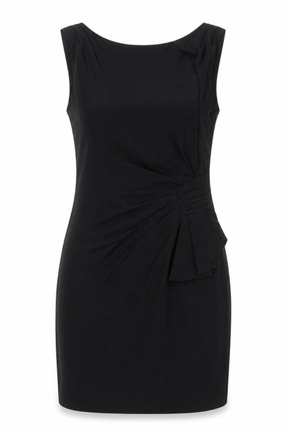 Coast Womens Black Polyester Shift Size 8 Round Neck Zip - Pleated Detail