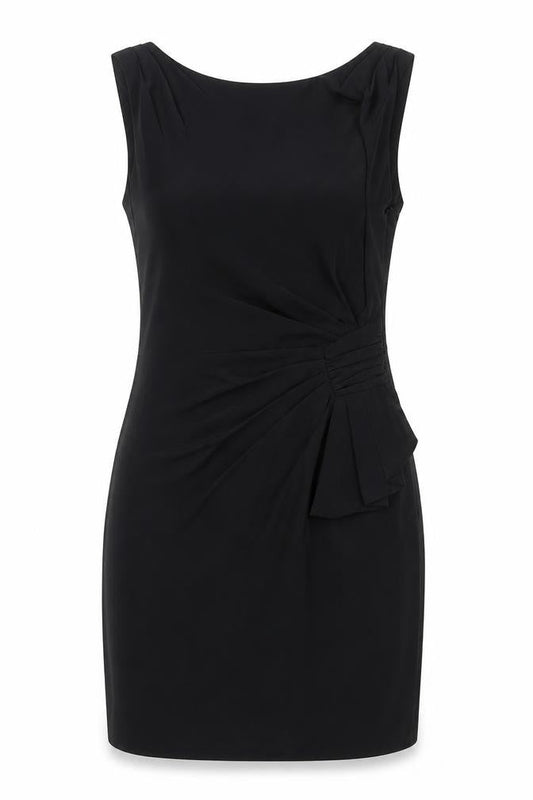 Coast Womens Black Polyester Shift Size 8 Round Neck Zip - Pleated Detail