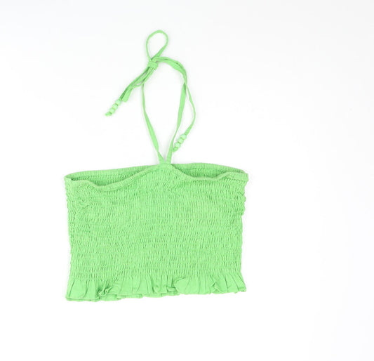 Womens UK Size 8 COLLUSION Green Cropped Blouse