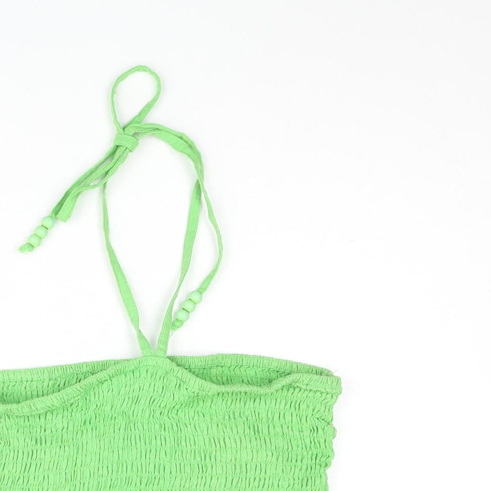 Womens UK Size 8 COLLUSION Green Cropped Blouse