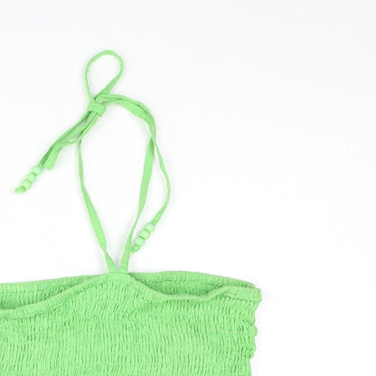 Womens UK Size 8 COLLUSION Green Cropped Blouse