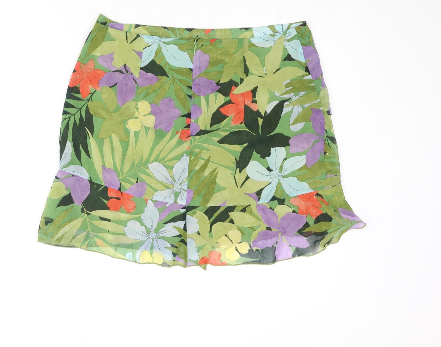 Mango Womens Multicoloured Floral Polyester Mini Skirt Size XL Zip - Frill