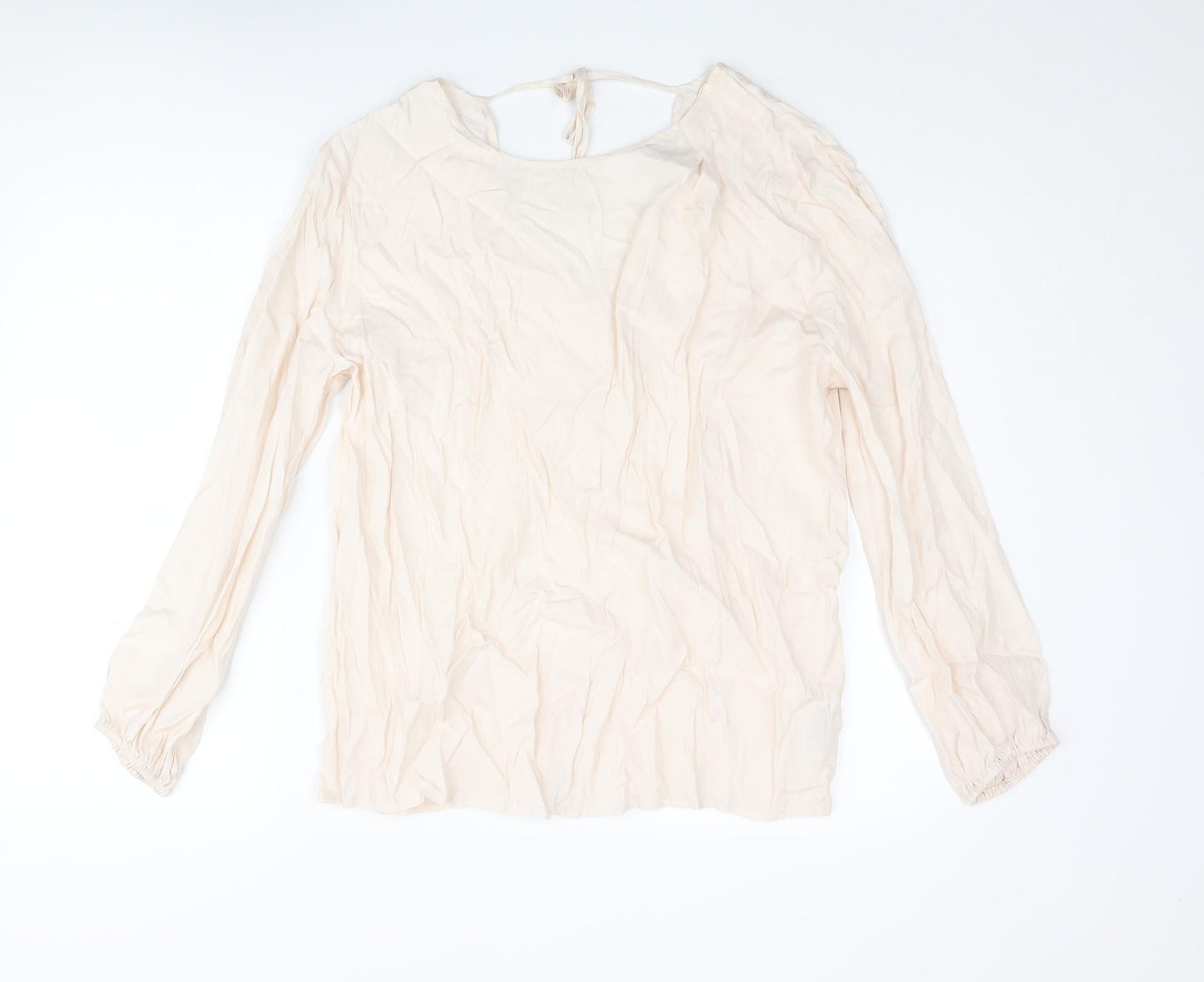 Autograph Womens Ivory Cupro Basic Blouse Size 14 Round Neck