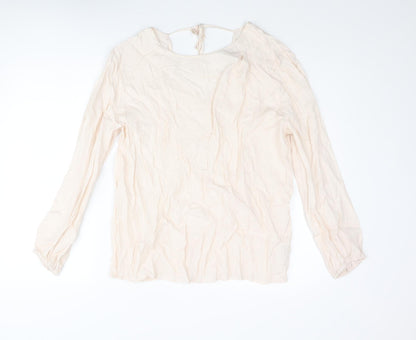 Autograph Womens Ivory Cupro Basic Blouse Size 14 Round Neck