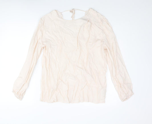 Autograph Womens Ivory Cupro Basic Blouse Size 14 Round Neck