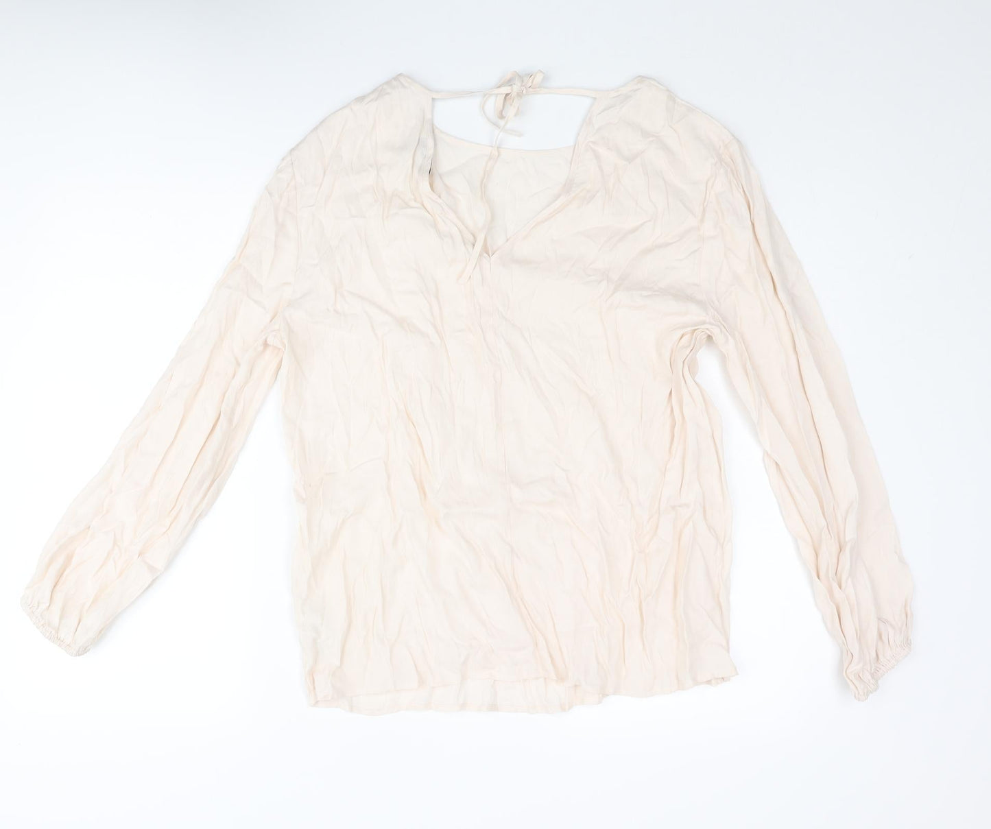 Autograph Womens Ivory Cupro Basic Blouse Size 14 Round Neck