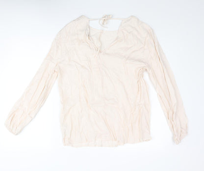 Autograph Womens Ivory Cupro Basic Blouse Size 14 Round Neck