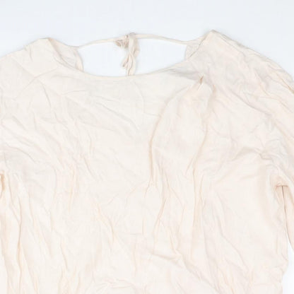 Autograph Womens Ivory Cupro Basic Blouse Size 14 Round Neck