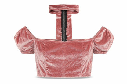 Missguided Womens Pink Polyester Cropped Blouse Size 14 Square Neck - Mock Neck Detail