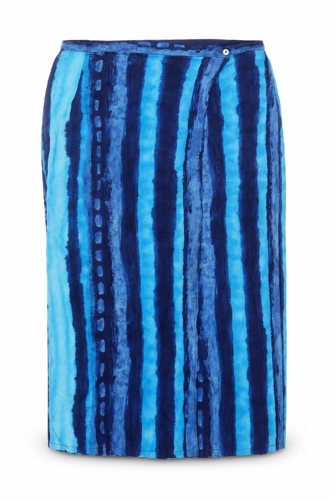 Essence Womens Blue Striped Viscose Straight & Pencil Skirt Size 18 Button