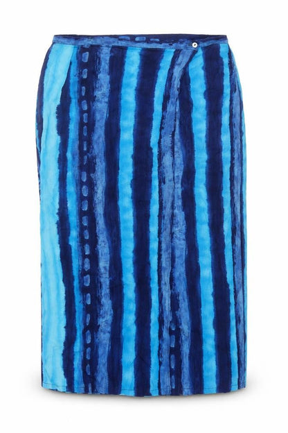 Essence Womens Blue Striped Viscose Straight & Pencil Skirt Size 18 Button