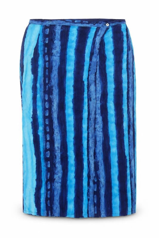 Essence Womens Blue Striped Viscose Straight & Pencil Skirt Size 18 Button