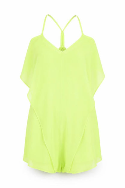 Front view of ASOS women’s green polyester cover up, size UK 8, - slip dress