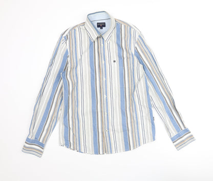Cottonfield Mens Multicoloured Striped Cotton Button-Up Size S Collared Button
