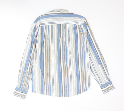 Cottonfield Mens Multicoloured Striped Cotton Button-Up Size S Collared Button