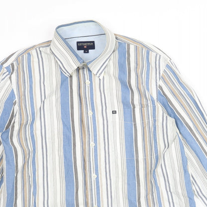Cottonfield Mens Multicoloured Striped Cotton Button-Up Size S Collared Button