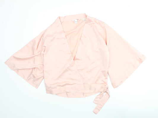 Womens UK Size M H&M Pink Kimono Blouse