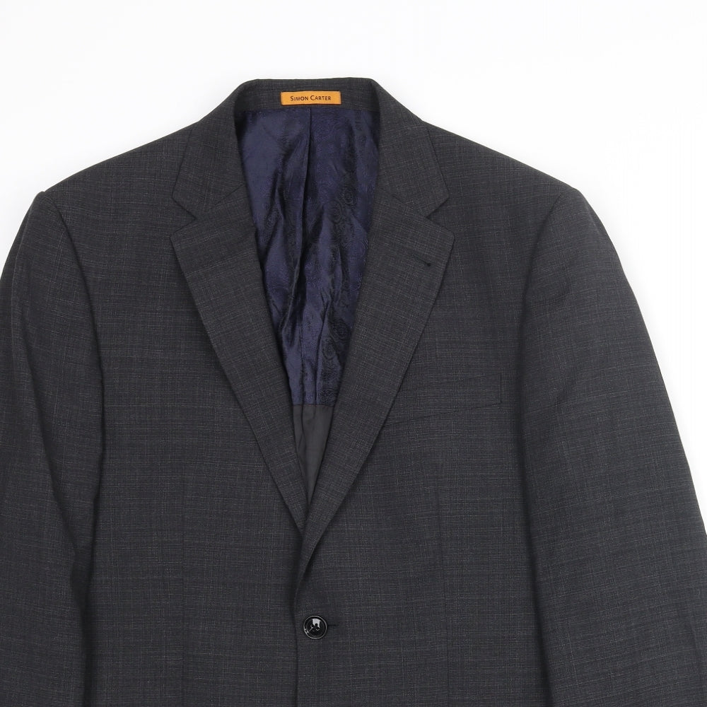 Mens UK Size M Simon Carter Regular Grey Suit Jacket