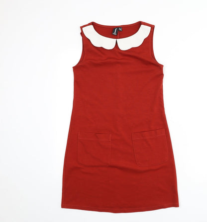 Izabel London Womens Red Polyester A-Line Size 8 Collared Pullover