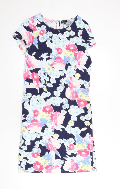 Eureco Womens Multicoloured Floral Cotton A-Line Size 10 Round Neck Button