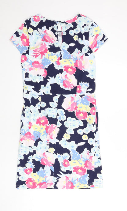 Eureco Womens Multicoloured Floral Cotton A-Line Size 10 Round Neck Button