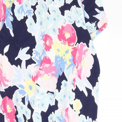 Eureco Womens Multicoloured Floral Cotton A-Line Size 10 Round Neck Button