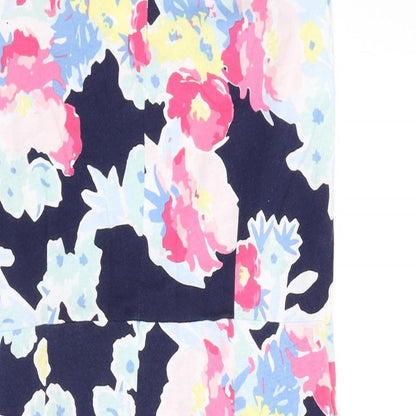 Eureco Womens Multicoloured Floral Cotton A-Line Size 10 Round Neck Button