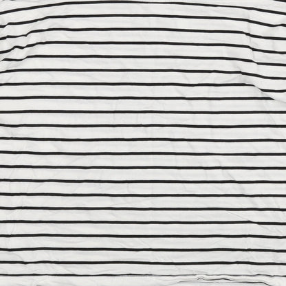 Divided by H&M Womens White Striped Cotton Basic T-Shirt Size XS Boat Neck