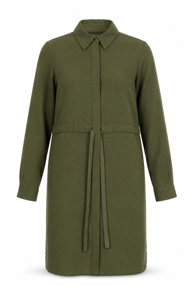 New Look Womens Green Polyester Sheath Size 8 Collared Button - Tie Detail
