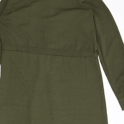 New Look Womens Green Polyester Sheath Size 8 Collared Button - Tie Detail