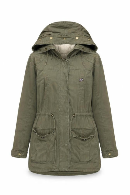 RESERVED Womens Green Parka Coat Size 6 Zip