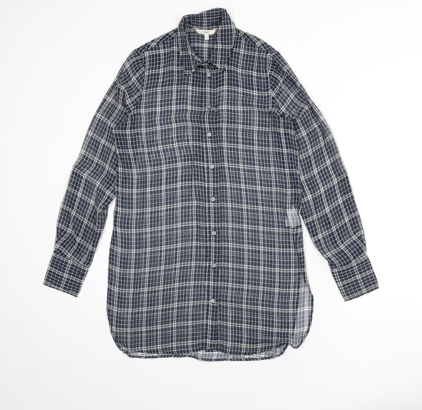 Womens UK Size 6 NEXT Blue Basic Button-Up