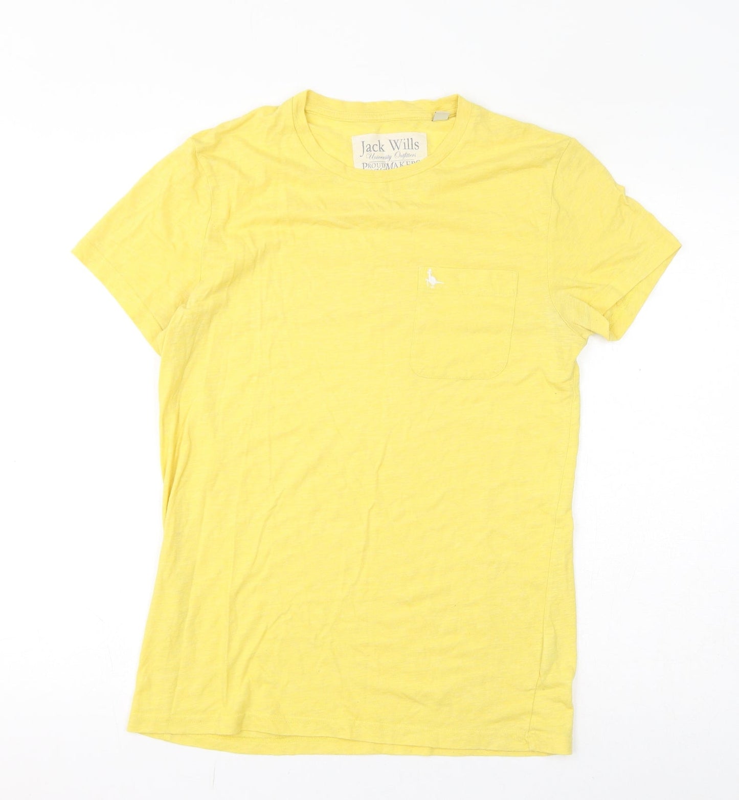 Jack Wills Womens Yellow Cotton Basic T-Shirt Size S Round Neck