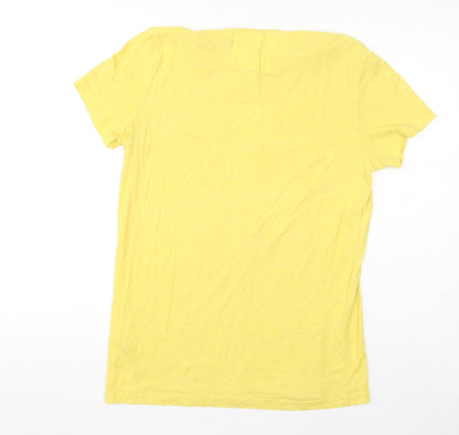 Jack Wills Womens Yellow Cotton Basic T-Shirt Size S Round Neck