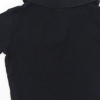 New Look Girls Black Cotton Basic T-Shirt Size 9 Years V-Neck Pullover