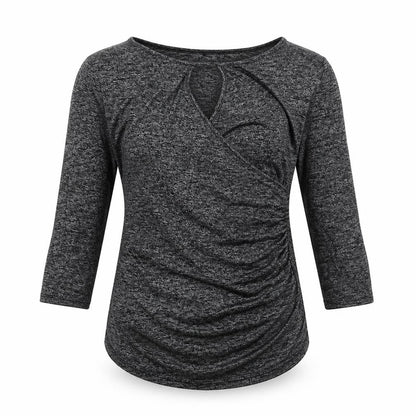 Jones New York Womens Grey Viscose Basic T-Shirt Size S Round Neck