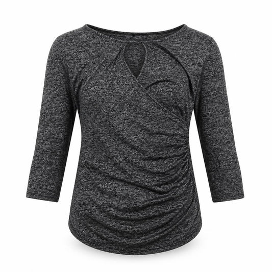 Jones New York Womens Grey Viscose Basic T-Shirt Size S Round Neck