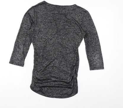 Jones New York Womens Grey Viscose Basic T-Shirt Size S Round Neck