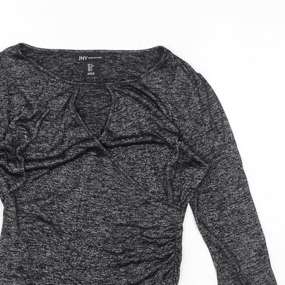 Jones New York Womens Grey Viscose Basic T-Shirt Size S Round Neck