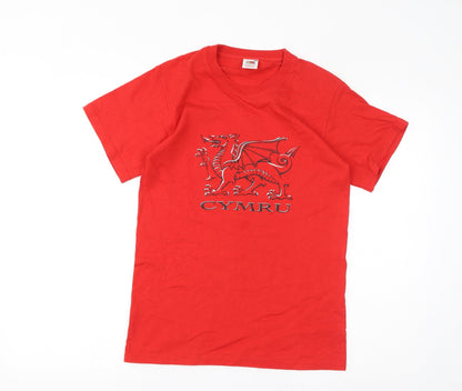 Womens UK Size S Fruit of the Loom Red Basic T-Shirt