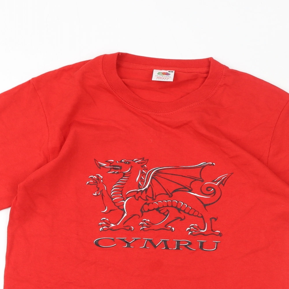 Womens UK Size S Fruit of the Loom Red Basic T-Shirt
